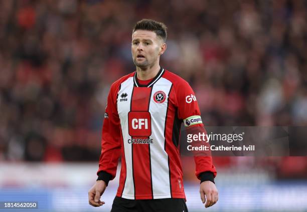Oliver Norwood of Sheffield United during the Premier League match between Sheffield United and AFC Bournemouth at Bramall Lane on November 25, 2023...