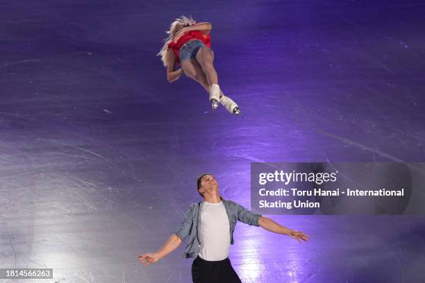 Chelsea Liu and Balazs Nagy of the United States perform at the Gala Exhibition during the ISU Grand Prix of Figure Skating - NHK Trophy at Towa...