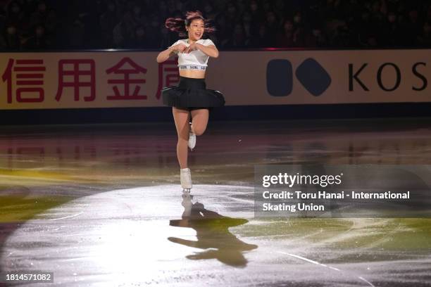 Mai Mihara of Japan performs at the Gala Exhibition during the ISU Grand Prix of Figure Skating - NHK Trophy at Towa Pharmaceutical RACTAB Dome on...