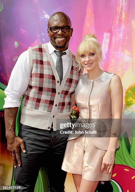 Actor Terry Crews and actress Anna Faris attend Premiere of "Cloudy With A Chance Of Meatballs 2" presented by Sony Pictures Animation at Regency...
