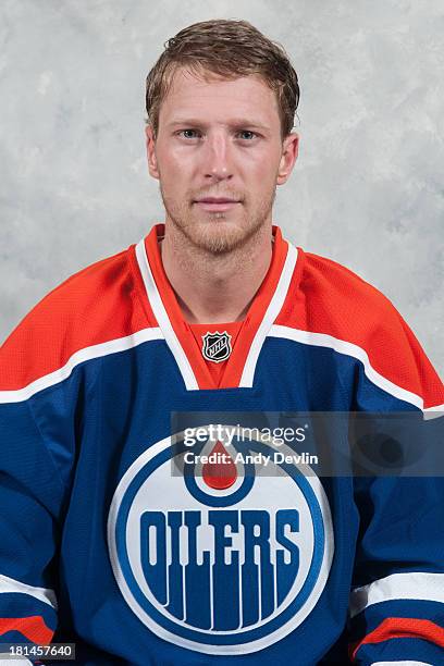 Ales Hemsky of the Edmonton Oilers poses for his official headshot for the 2013-2014 NHL season on September 11, 2013 in Edmonton, Alberta, Canada.