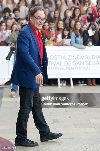 Oliver Stone leaves the Maria Cristina Hotel during 61st San Sebastian Film Festival on September 21, 2013 in San Sebastian, Spain.