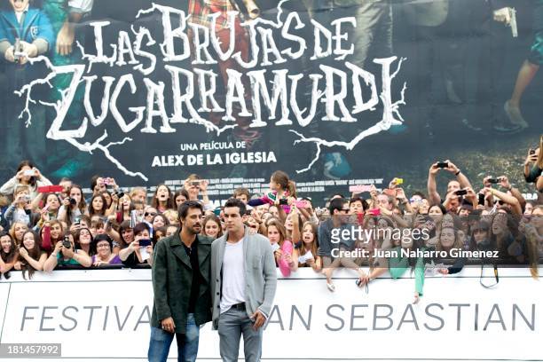 Spanish actors Hugo Silva and Mario Casas arrive at Maria Cristina Hotel during 61st San Sebastian Film Festival on September 21, 2013 in San...