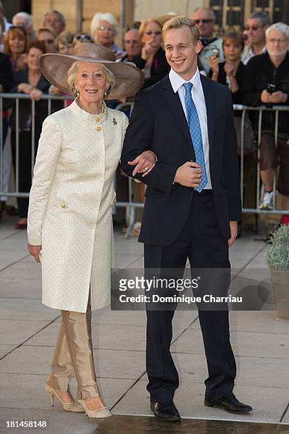 Guests attend the Religious Wedding Of Prince Felix Of Luxembourg & Claire Lademacher at Basilique Sainte Marie-Madeleine on September 21, 2013 in...