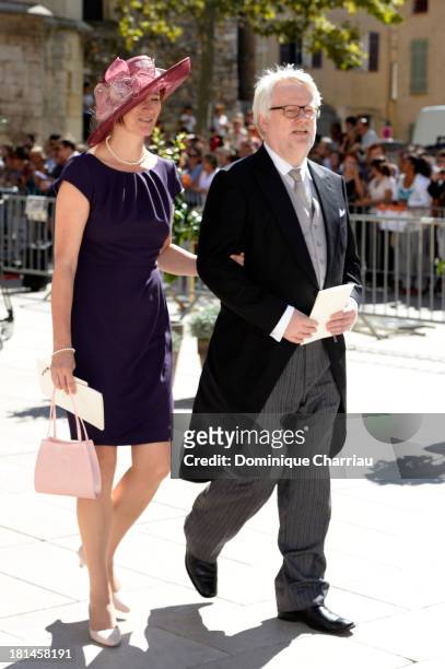 Guests attend the Religious Wedding Of Prince Felix Of Luxembourg & Claire Lademacher at Basilique Sainte Marie-Madeleine on September 21, 2013 in...