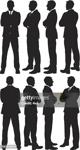 businessmen standing with arms crossed - full length stock illustrations