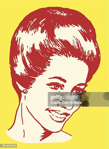 smiling woman - beehive hair stock illustrations