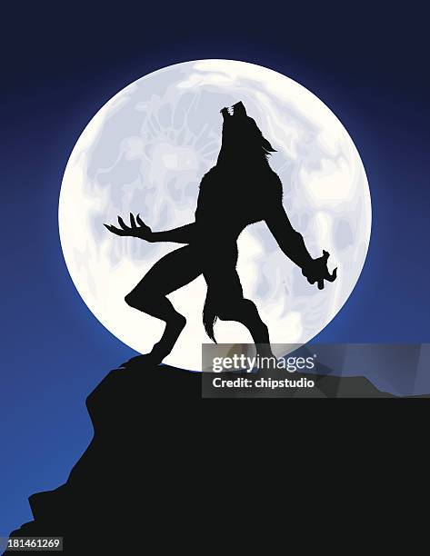 werwolf howl - canine stock-grafiken, -clipart, -cartoons und -symbole