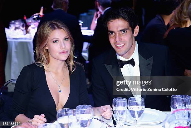 Barbara Berlusconi and Ricardo Kaka attend the amfAR Milano 2013 Gala Dinner as part of Milan Fashion Week Womenswear Spring/Summer 2014 at La...