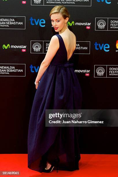 Sara Gadon attends 'Enemy' premiere at Kursaal during 61st San Sebastian Film Festival on September 21, 2013 in San Sebastian, Spain.