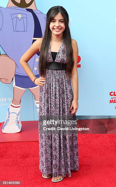 Actress Jaidan Jiron attends the premiere of Columbia Pictures and Sony Pictures Animation's "Cloudy with a Chance of Meatballs 2" at the Regency...