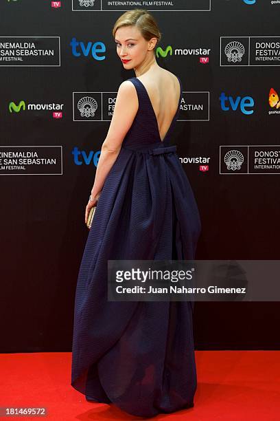 Sara Gadon attends 'Enemy' premiere at Kursaal during 61st San Sebastian Film Festival on September 21, 2013 in San Sebastian, Spain.