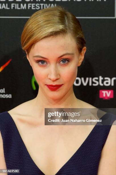 Sara Gadon attends 'Enemy' premiere at Kursaal during 61st San Sebastian Film Festival on September 21, 2013 in San Sebastian, Spain.