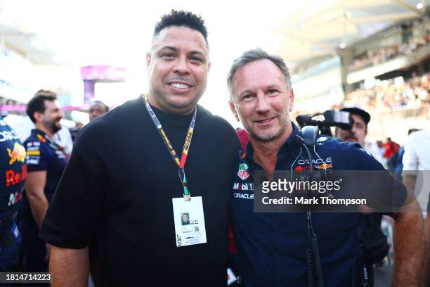Red Bull Racing Team Principal Christian Horner and Ronaldo pose for a photo on the grid prior to the F1 Grand Prix of Abu Dhabi at Yas Marina...