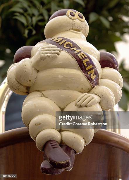 The Michelin Man mascot is shown at the Michelin headquarters February 25, 2003 in London. The French tire maker announced that its net profit nearly...