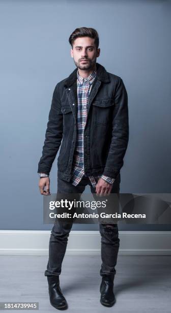 handsome young man studio shot - plaid shirt isolated stock pictures, royalty-free photos & images