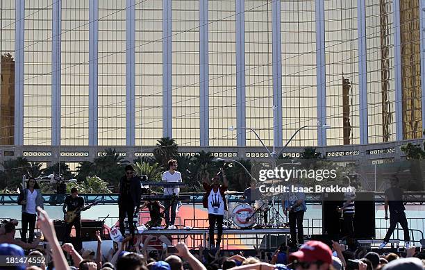 The Wanted performs onstage during the iHeartRadio Music Festival Village on September 21, 2013 in Las Vegas, Nevada.