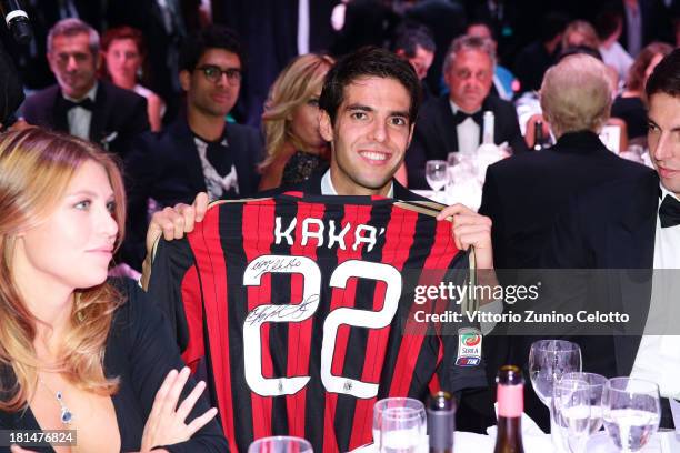 Ricardo Kaka and Barbara Berlusconi attend the amfAR Milano 2013 Gala Dinner as part of Milan Fashion Week Womenswear Spring/Summer 2014 at La...