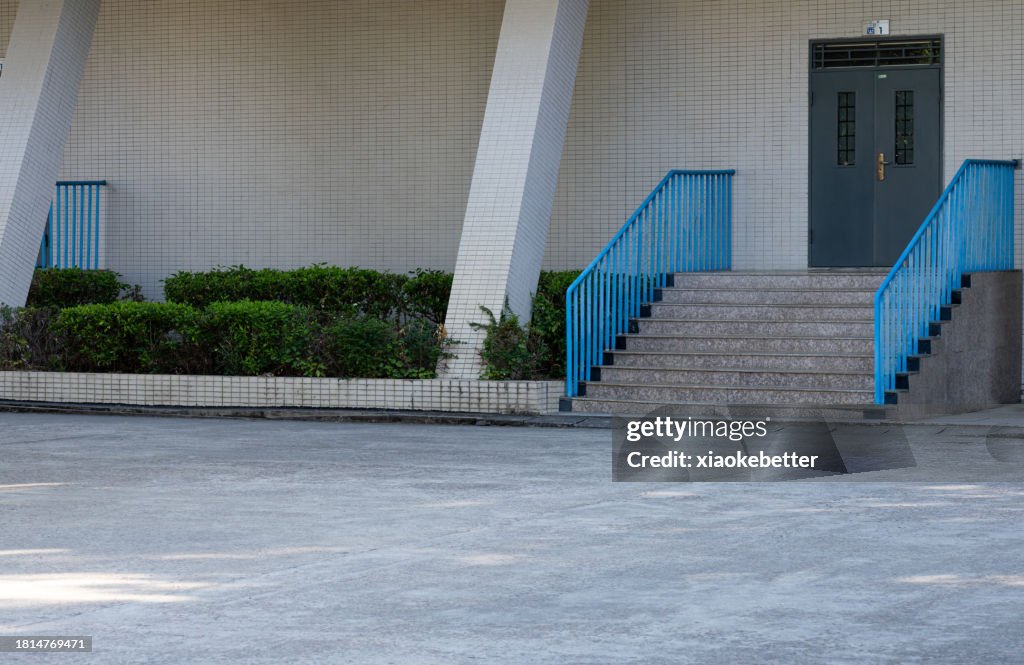 The open space at the entrance of the building
