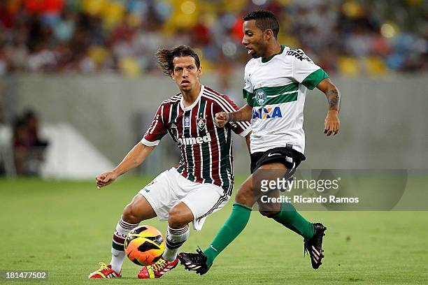 Diguinho of Fluminense fight for the ball with Vitor Junior of Coritiba during the match between Fluminense and Coritiba for the Brazilian Series A...
