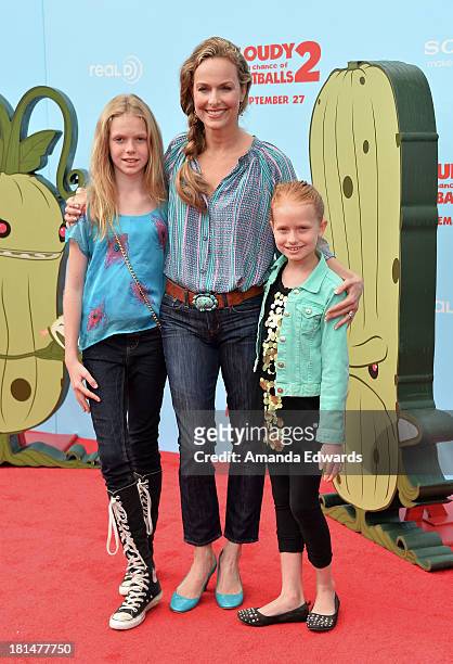 Actress Melora Hardin and her daughters Rory Jackson and Piper Quincey Jackson arrive at the Los Angeles premiere of "Cloudy With A Chance Of...