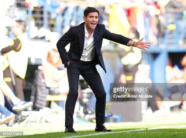 Marcelino Garcia Toral, Head Coach of Villarreal CF, reacts during the LaLiga EA Sports match between Villarreal CF and CA Osasuna at Estadio de la...