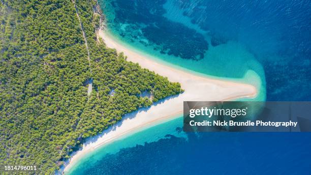 golden horn beach, croatia. - zlatni rat stockfoto's en -beelden