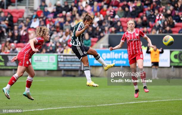 Nikita Parris of Manchester United scores the team's second goal during the Barclays Women´s Super League match between Bristol City and Manchester...