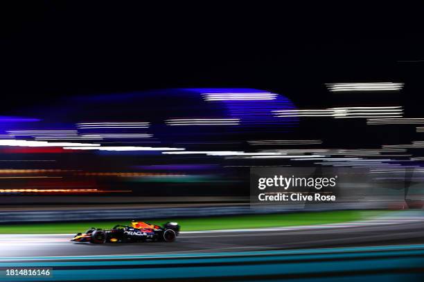 Max Verstappen of the Netherlands driving the Oracle Red Bull Racing RB18 on track during the F1 Grand Prix of Abu Dhabi at Yas Marina Circuit on...