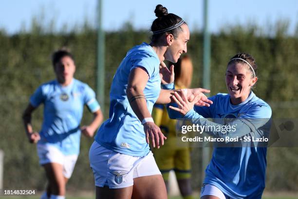 Adriana Gomes of SS Lazio women celebrates a second goal with her team mates during the women Serie B match between SS Lazio women and Chievo Verona...