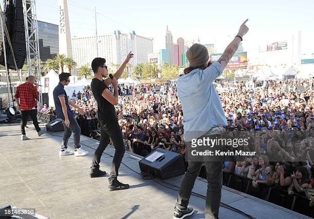 The Wanted perform at the iHeartRadio Music Festival Village on September 21, 2013 in Las Vegas, Nevada.