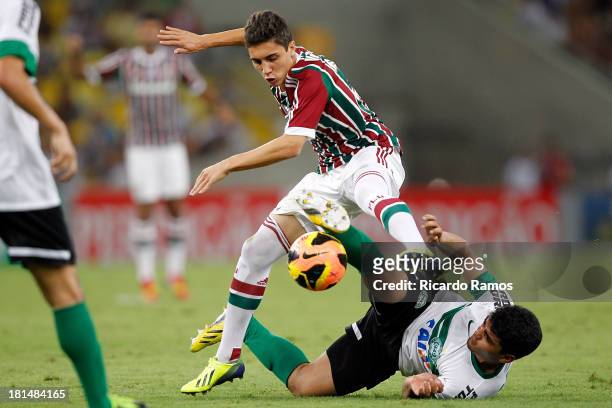 Ronan of Fluminense fights for the ball with Chico of Coritiba during the match between Fluminense and Coritiba for the Brazilian Series A 2013 at...