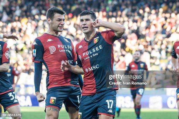 Ruslan Malinovskyi of Genoa FC after scoring a goal to make it 1-1 during the Serie A TIM match between Frosinone Calcio and Genoa CFC at Stadio...