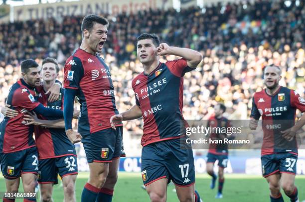 Ruslan Malinovskyi of Genoa FC after scoring a goal to make it 1-1 during the Serie A TIM match between Frosinone Calcio and Genoa CFC at Stadio...