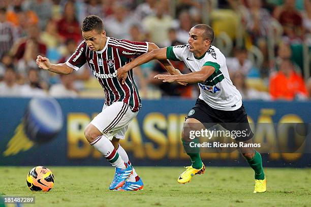 Biro Biro of Fluminense fights for the ball with Gil of Coritiba during the match between Fluminense and Coritiba for the Brazilian Series A 2013 at...