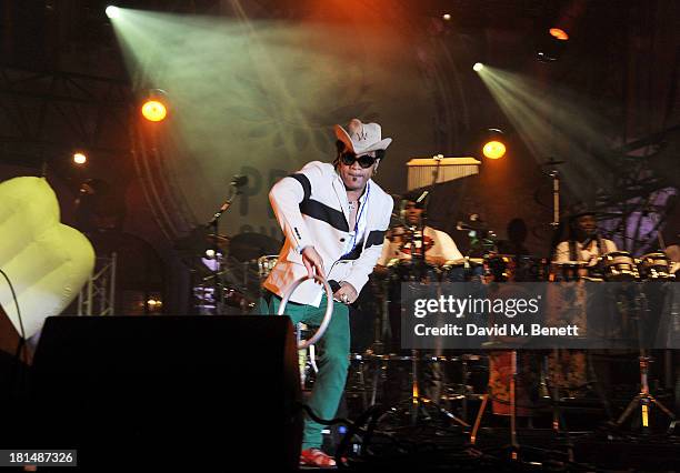 Carlinhos Brown performs at the annual Peace One Day concert at the Peace Palace on September 21, 2013 in The Hague, Netherlands.