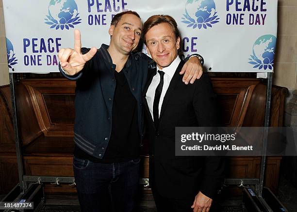 Paul Van Dyk and Peace One Day founder Jeremy Gilley attend the annual Peace One Day concert at the Peace Palace on September 21, 2013 in The Hague,...