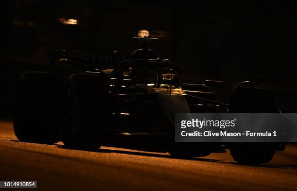 Lewis Hamilton of Great Britain driving the Mercedes AMG Petronas F1 Team W14 on track during the F1 Grand Prix of Abu Dhabi at Yas Marina Circuit on...