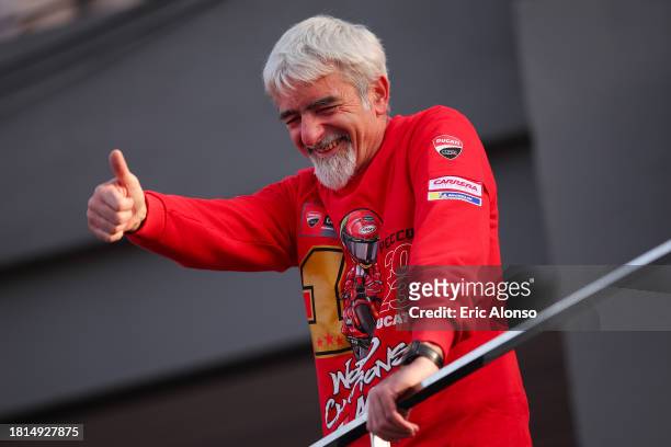 Gigi Dall'Igna of Ducati celebrates during the race of the Gran Premio Motul de la Comunitat Valenciana at Ricardo Tormo Circuit on November 26, 2023...