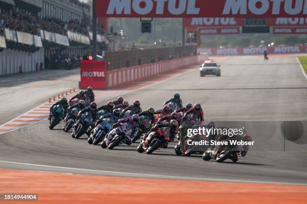 MotoGP race start - Francesco Bagnaia of Italy and Ducati Lenovo Team leads during the Race of the MotoGP Gran Premio Motul de la Comunitat...