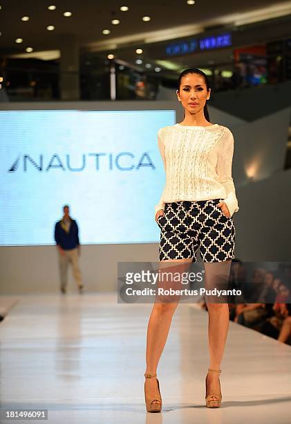 Model walks the runway at Nautica fashion show during Ciputra World Fashion Week on September 21, 2013 in Surabaya, Indonesia.
