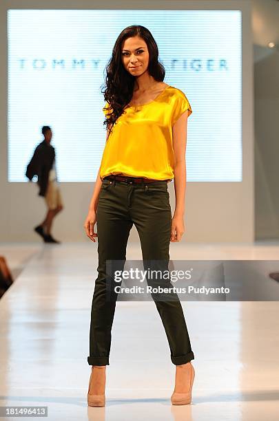 Model walks the runway at Tommy Hilfiger show during Ciputra World Fashion Week on September 21, 2013 in Surabaya, Indonesia.