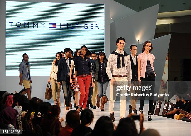 Model walk the runway at Tommy Hilfiger show during Ciputra World Fashion Week on September 21, 2013 in Surabaya, Indonesia.