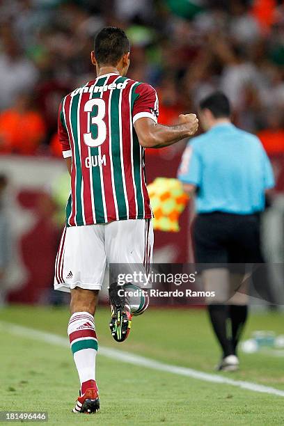 Gum of Fluminense celebrates his scored goal during the match between Fluminense and Coritiba for the Brazilian Series A 2013 at Maracana on...