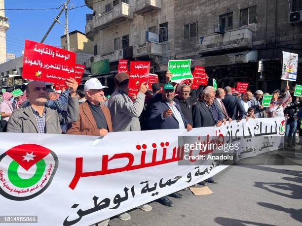 People march towards Al-Nahl Square in solidarity with Palestine called by the Islamic Labor Front Party, the political wing of the Muslim...