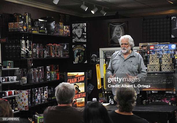 Gunnar Hansen signs copies of "Chain Saw Confidential: How We Made The World's Notorious Horror Movie" held at Dark Delicacies Bookstore on September...