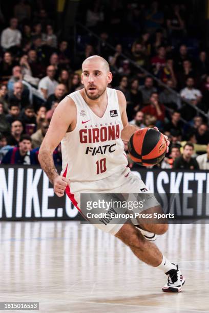 Quino Colom of Basquet Girona in action during the ACB Liga Endesa match played between FC Barcelona and Basquet Girona at Palau Blaugrana on...