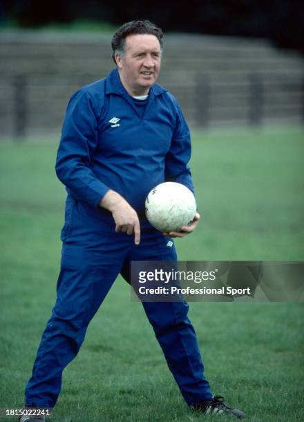 Scotland manager Jock Stein during a training session, circa 1980.