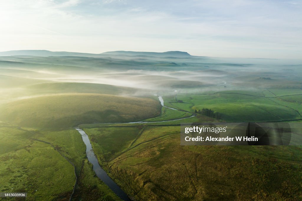 Aerial shot of river Ribble