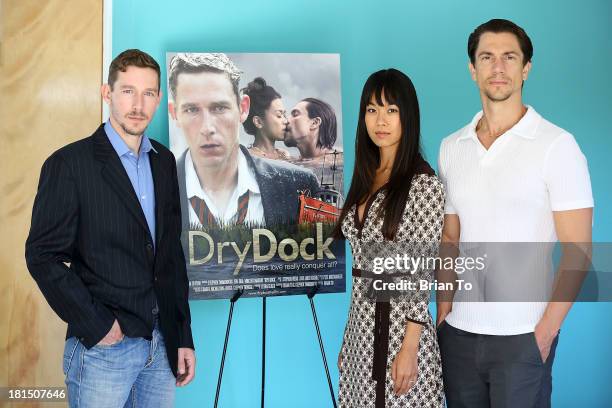 Actors Stephen Twardokus, Jen Oda, and Vincent Maggio attend Cinema Diverse: The Palm Springs Gay And Lesbian Film Festival Premiere Of "Dry Dock" at...